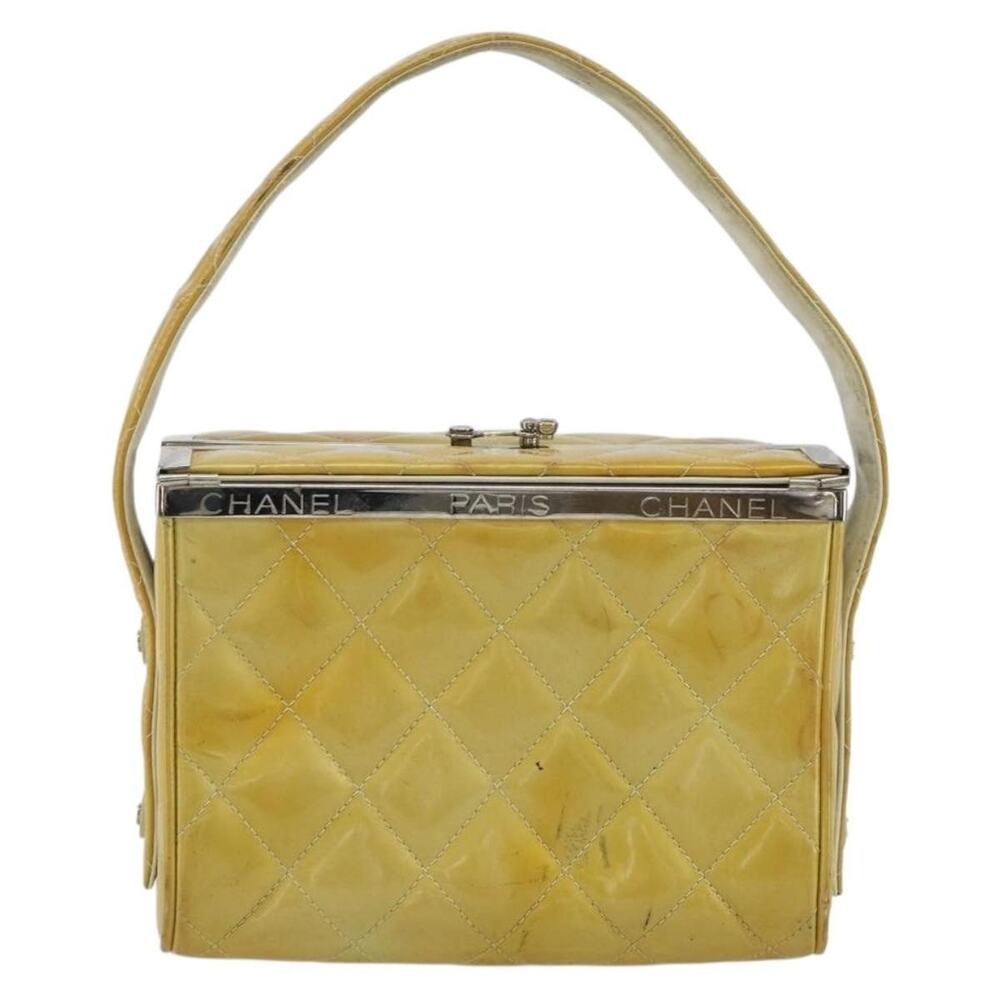 Chanel Patent Leather Vanity Handbag Yellow